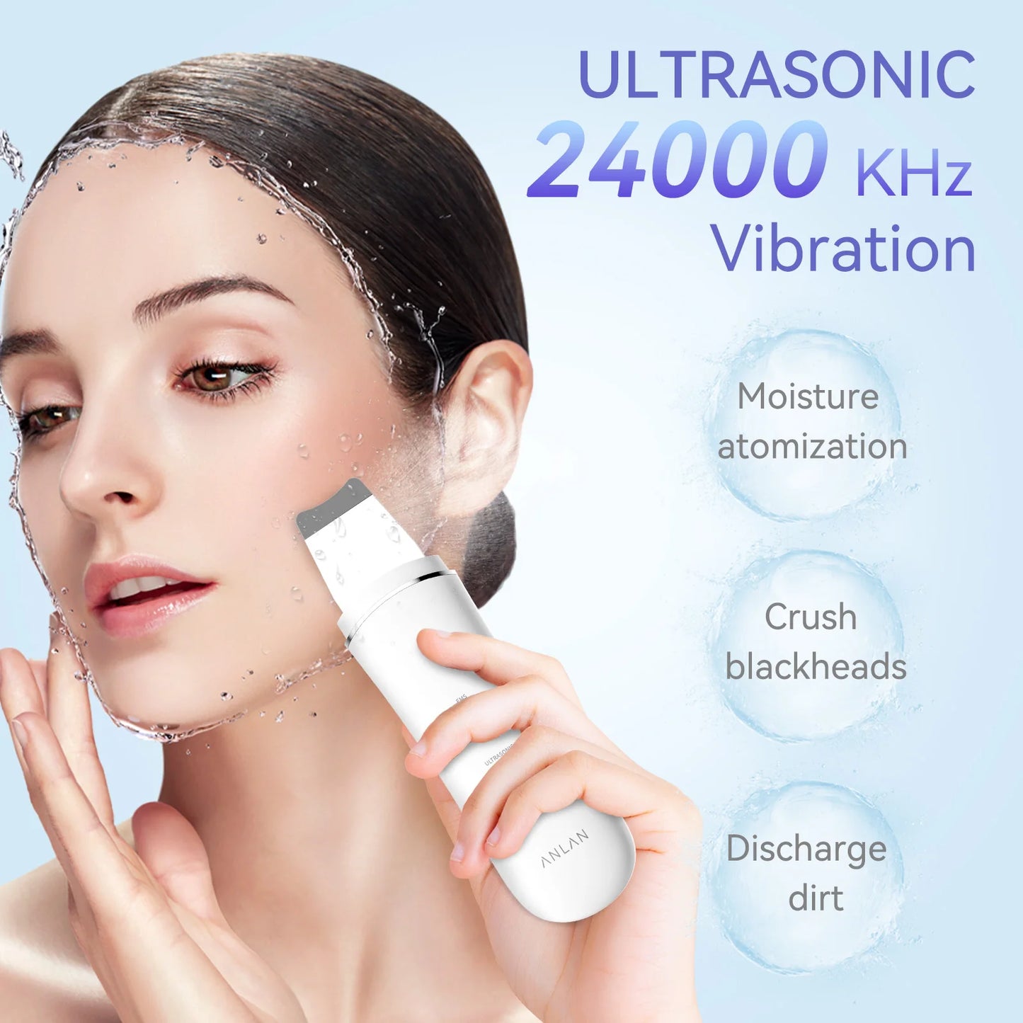 Anlan-Ultrasonic Skin Scrubber,EMS Face Lifting