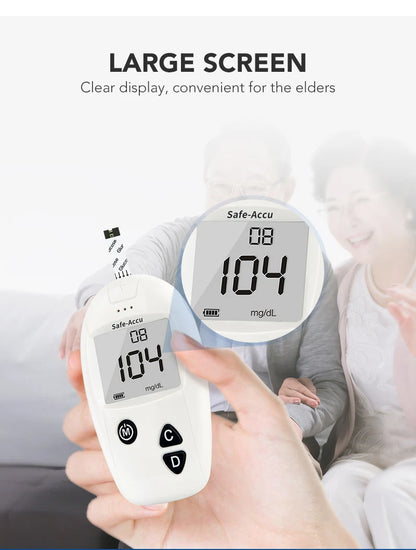 Sinocare Safe-Accu Lecteur de glycémie 50/100 bandelettes de test lancettes