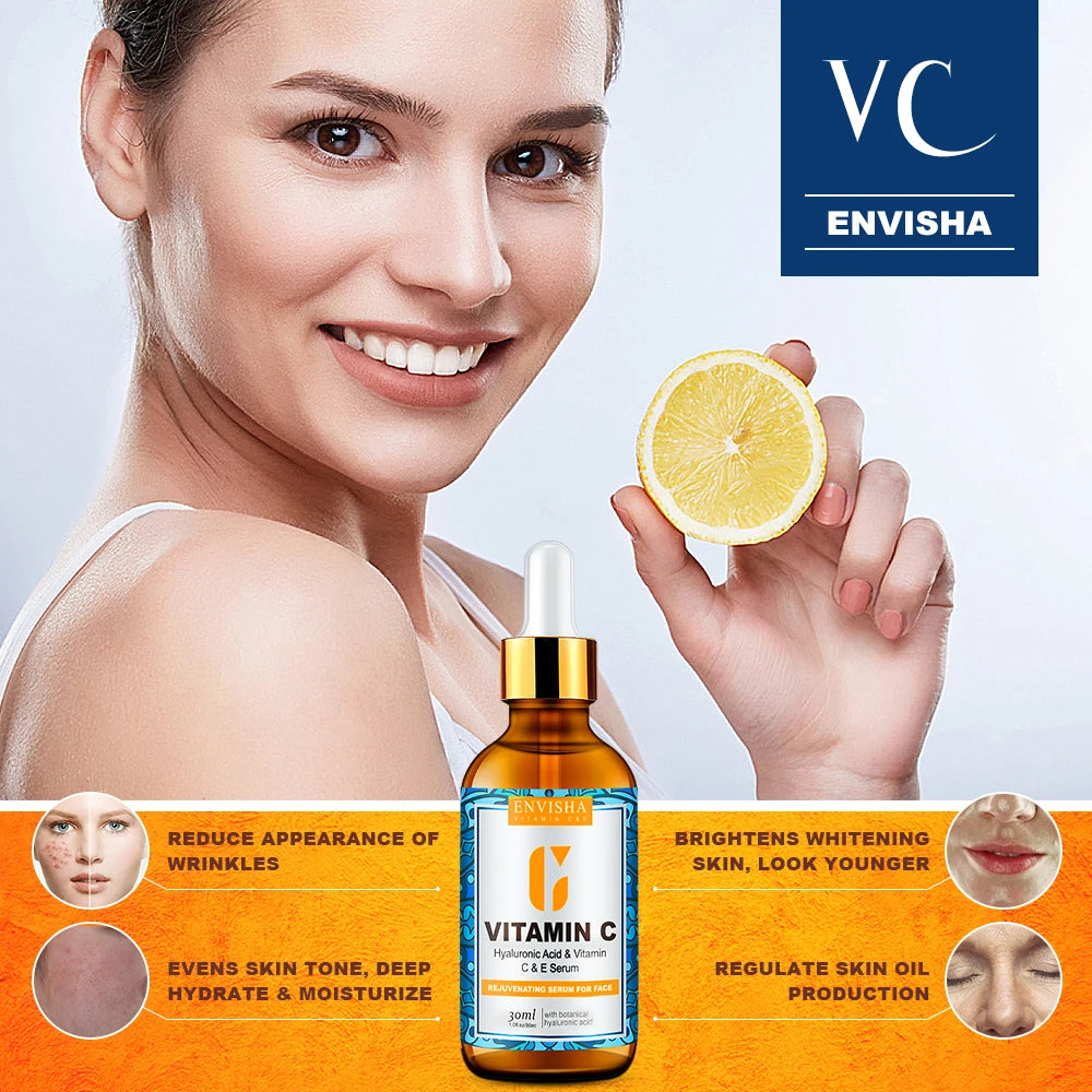 ENVISHA – Sérum à la vitamine C,acide hyaluronique, rétinol