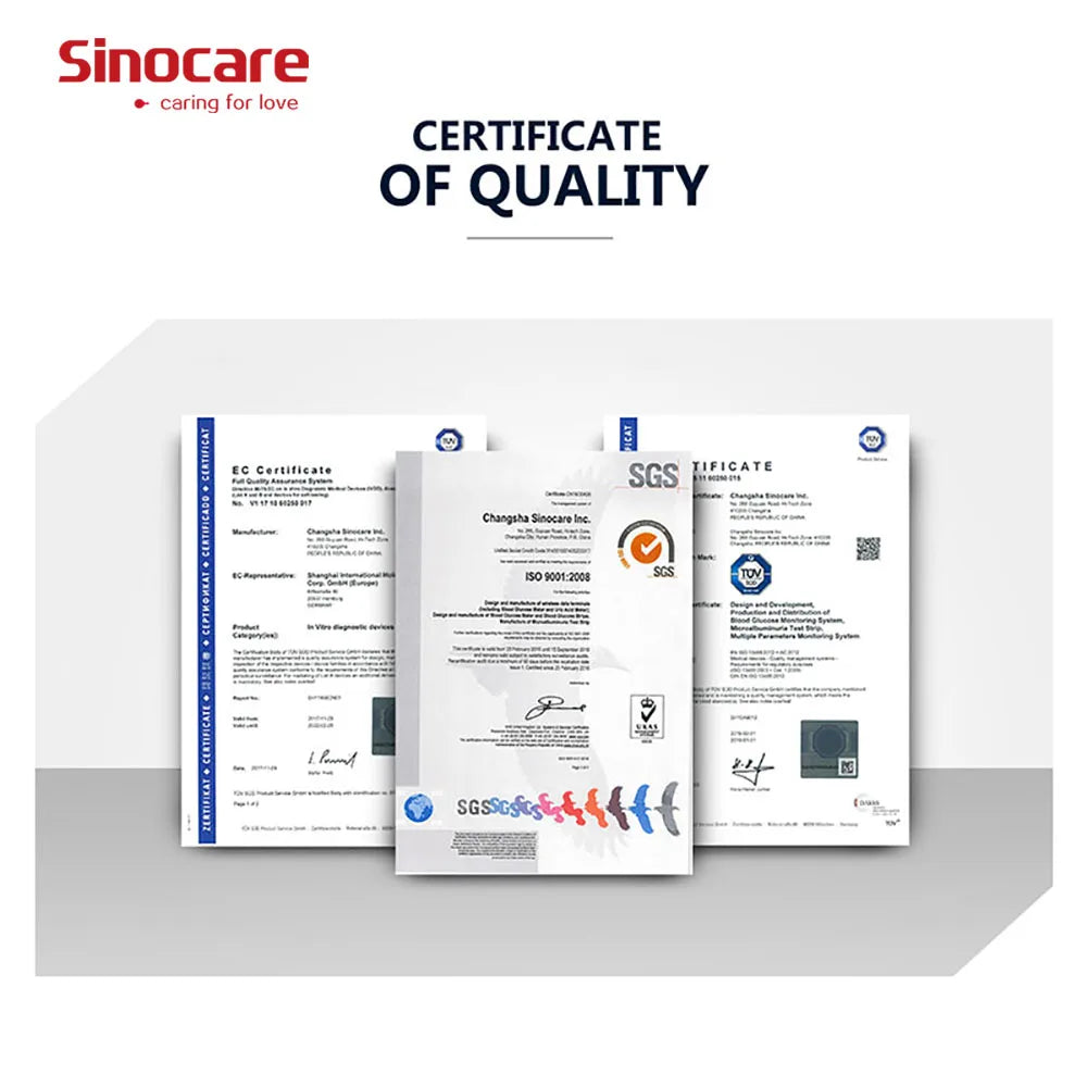 Sinocare Safe AQ UG-Harnsäure-Blutzuckerteststreifen, 50/100 Stück