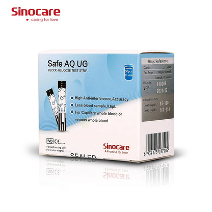 Sinocare Safe AQ UG-Harnsäure-Blutzuckerteststreifen, 50/100 Stück