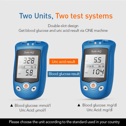 Sinocare AQ UG-Blood Glucose Meter, Uric Acid Test Kit and Glucose Strips