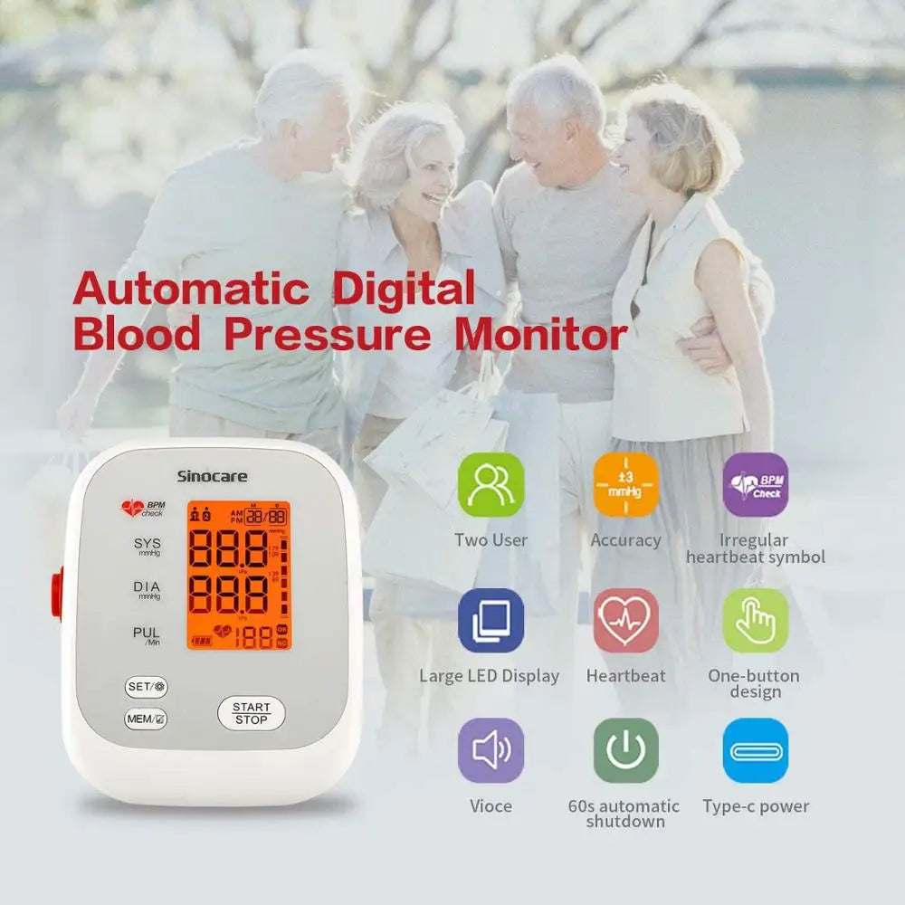 Sinocare – Blood Pressure Monitor, 2 Users