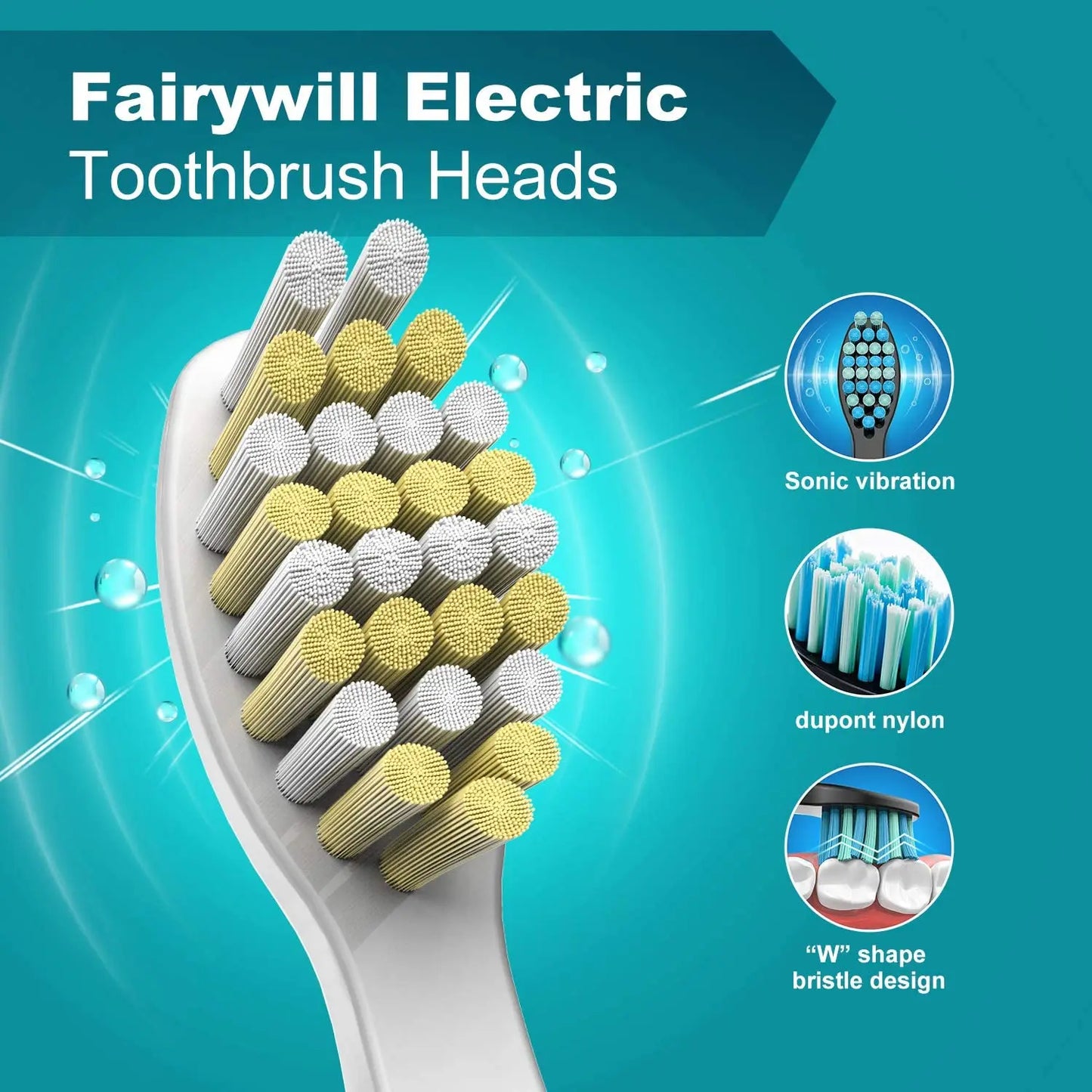 Fairywill - Têtes de brosses à dents pour FW-507 FW-508 FW-917