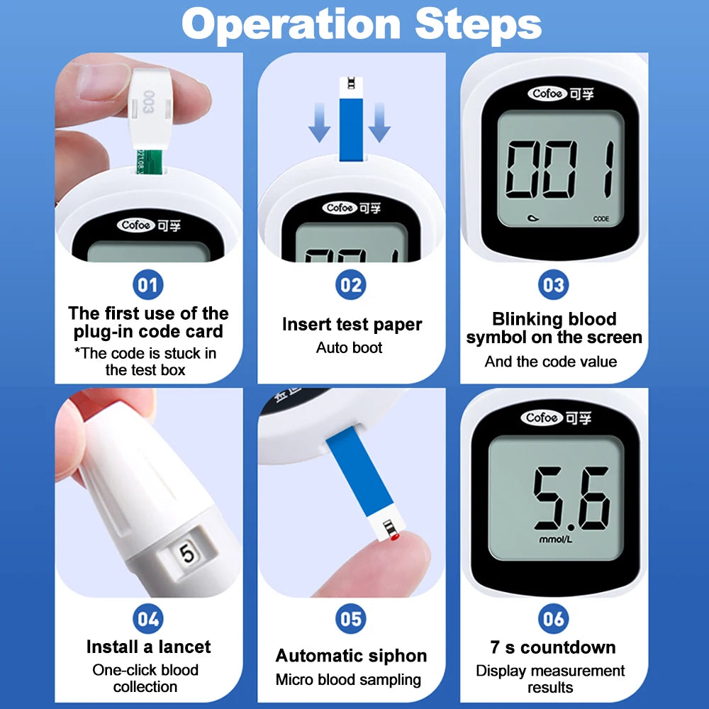 Cofoe Yice-Blood Glucose Meter with Test Strips