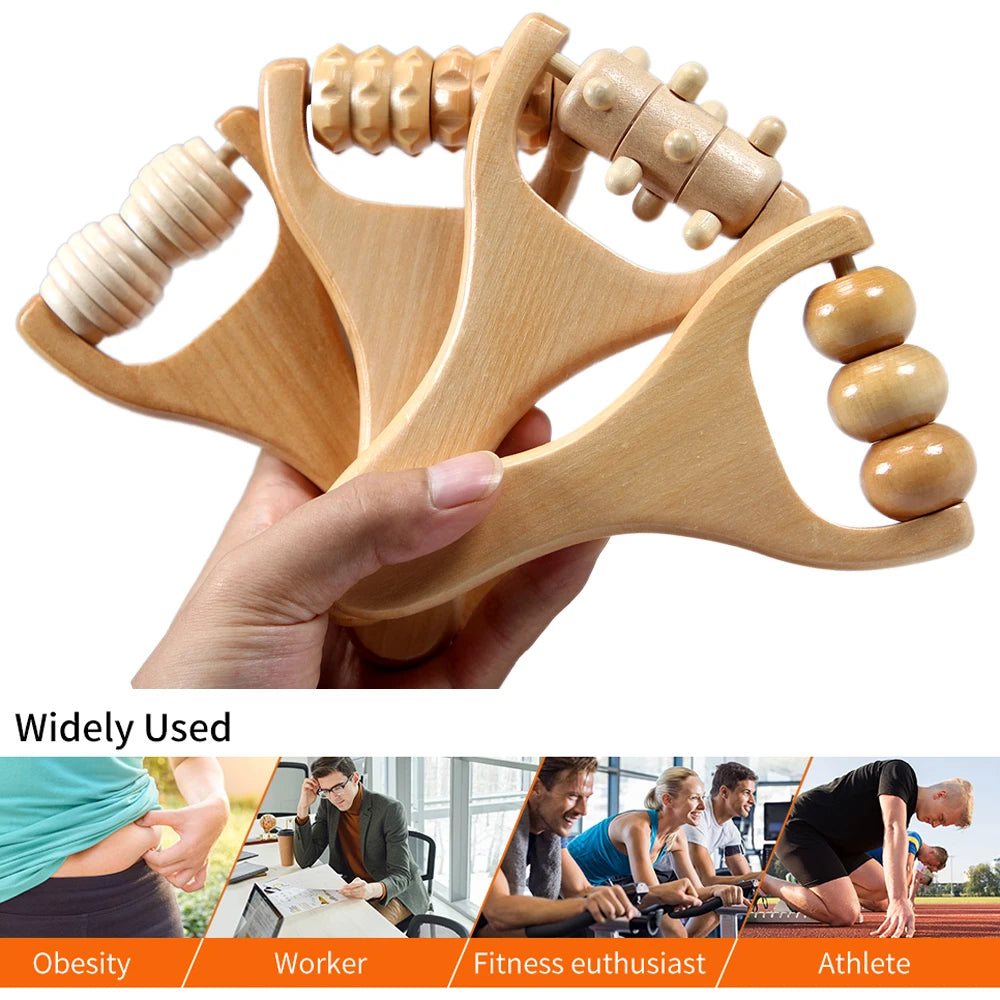 Wooden massage roller, multifunctional body roller