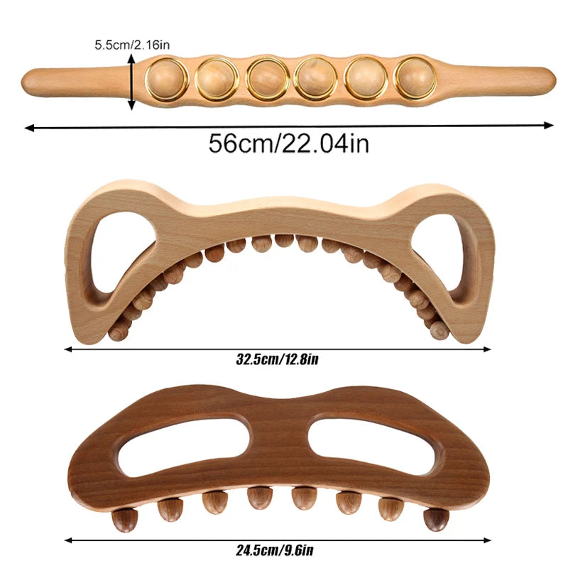 Wooden therapeutic massage tools