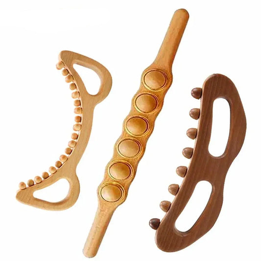 Wooden therapeutic massage tools