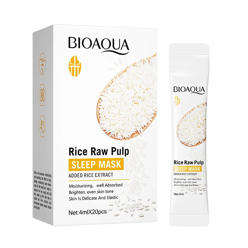 BIOAQUA- Masques de sommeil en pulpe brute de riz 20 pièces