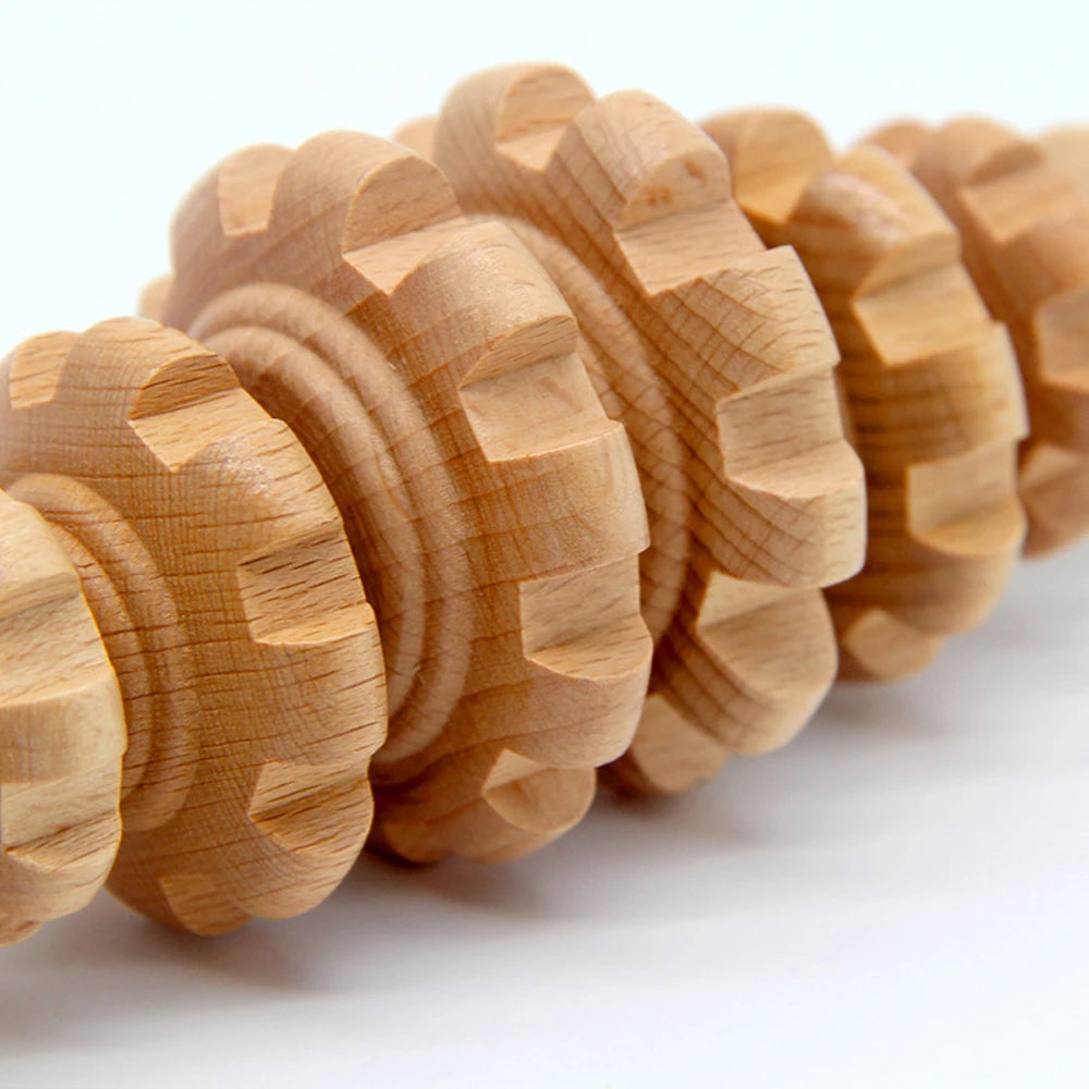 Oval wooden massage roller