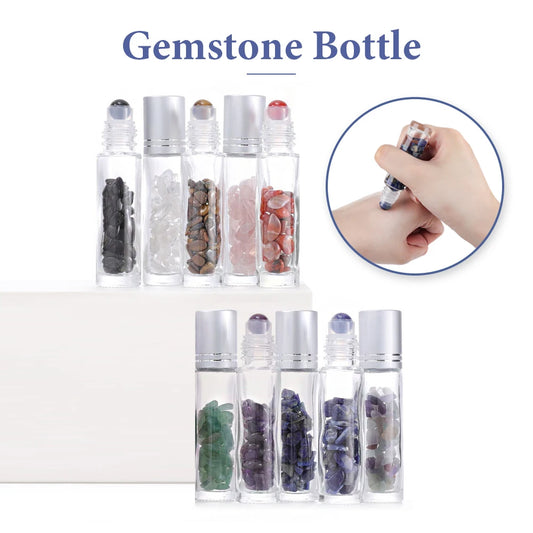 Lot of 5/10 Natural Gemstone Roller Ball Bottles