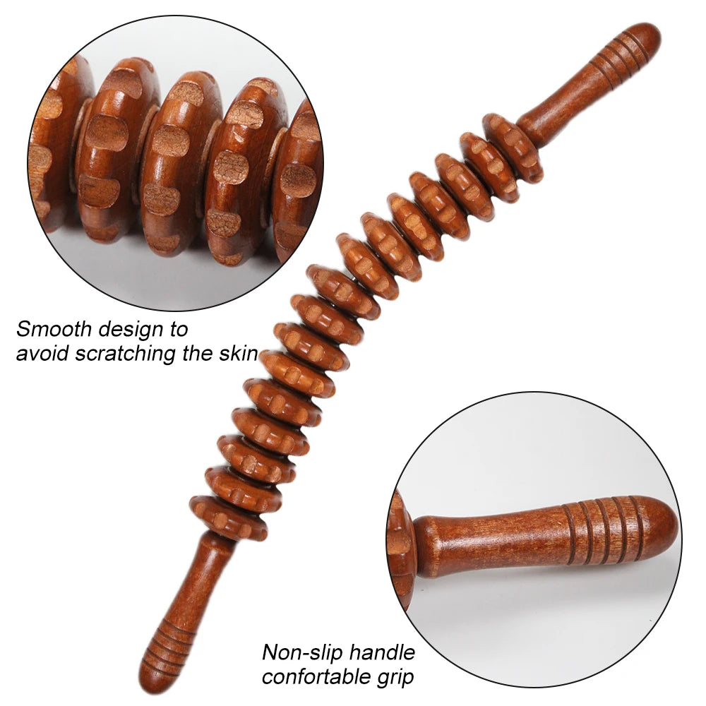 Curved wooden massage roller