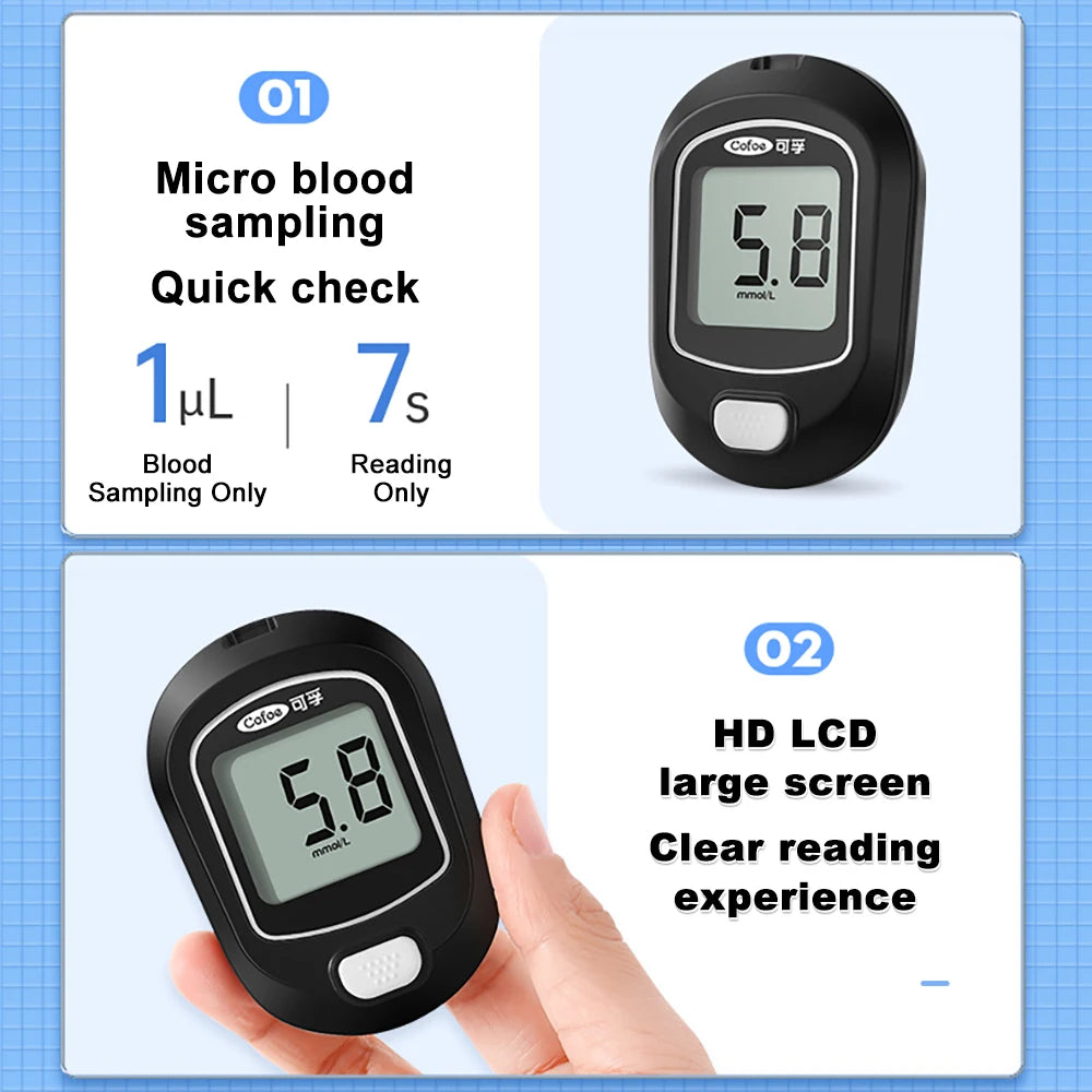 Cofoe Yice-Blood Glucose Meter, Test Strips, Lancets 