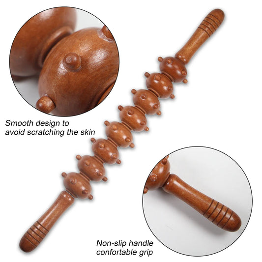 Natural wood manual massager