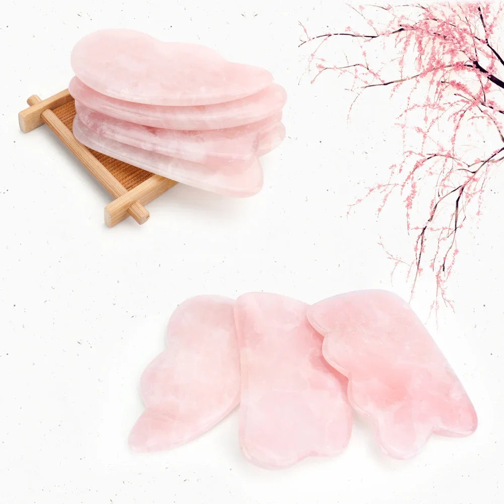 100% Naturel Rose Quartz Jade Gua Sha pierre