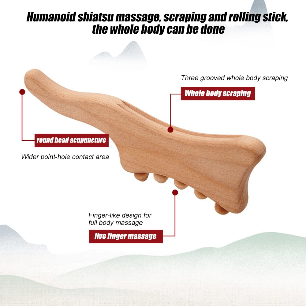 Portable wooden massage stick 