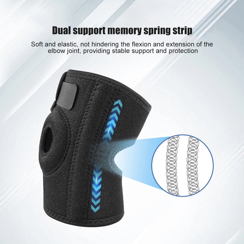 Adjustable elbow support with two stabilizers