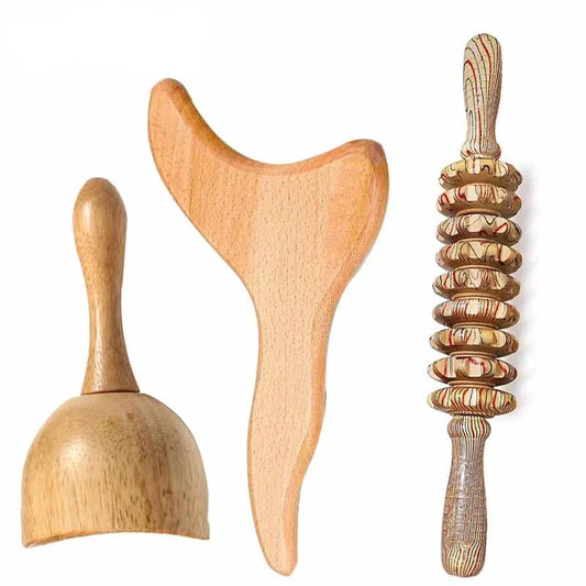 Wooden lymphatic drainage massager