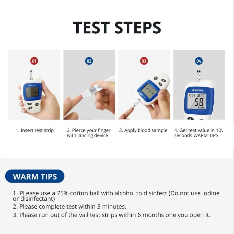 Sinocare Safe Accu2 - Blutzuckerteststreifen 50/100/200/300/400 Stück