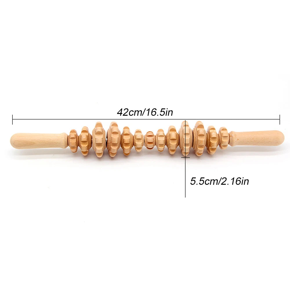 Oval wooden massage roller