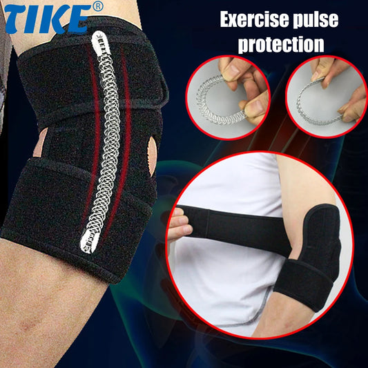 Adjustable elbow support with two stabilizers