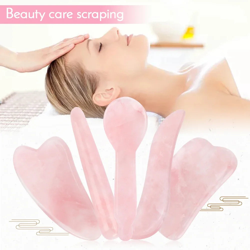 100% Naturel Rose Quartz Jade Gua Sha pierre