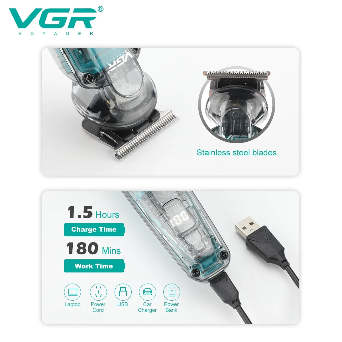 VGR-Professional Hair Clipper for Men V-949