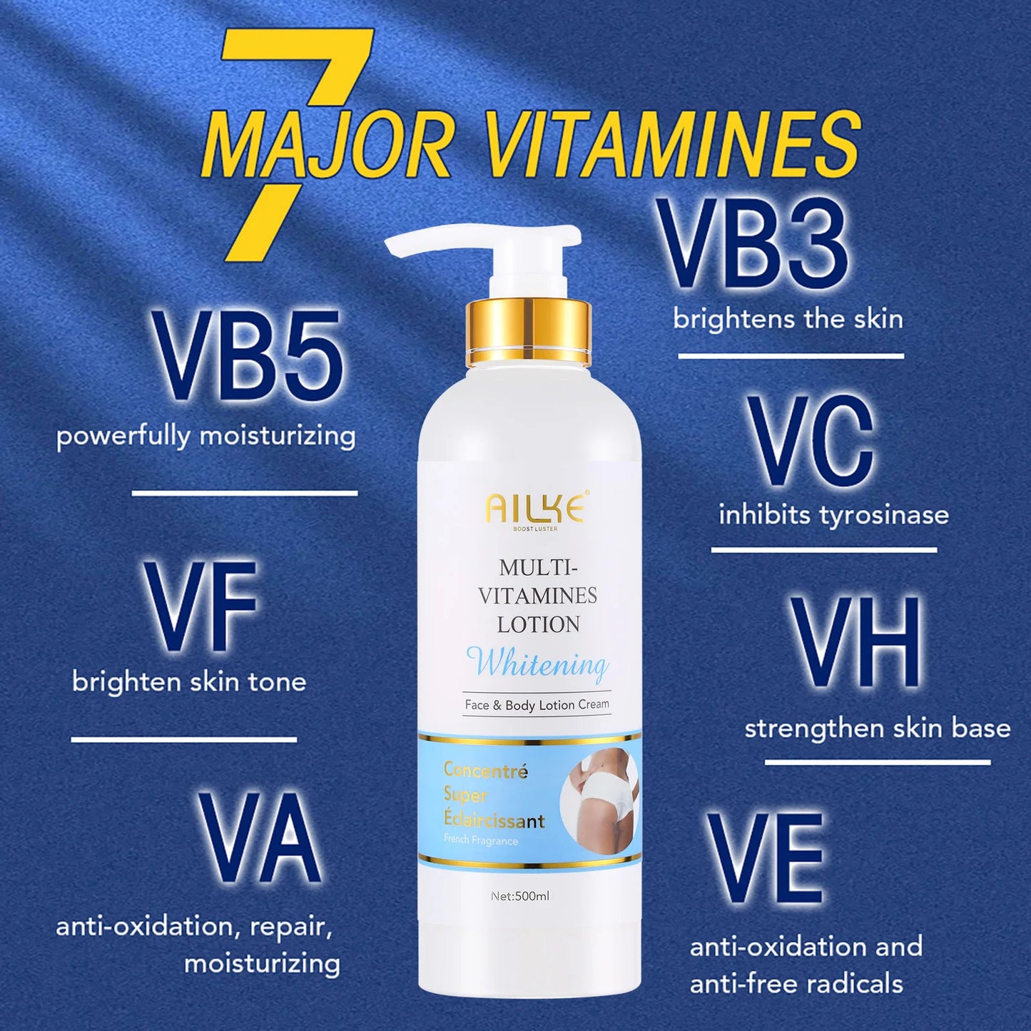 AILKE-Crème hydratante éclaircissante multi-vitamines -500ml