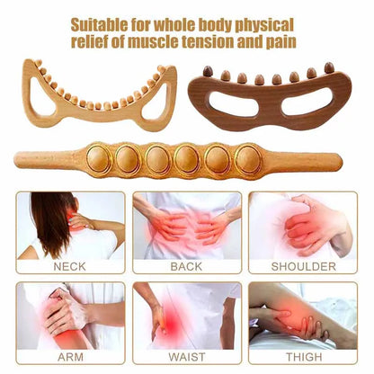 Wooden therapeutic massage tools