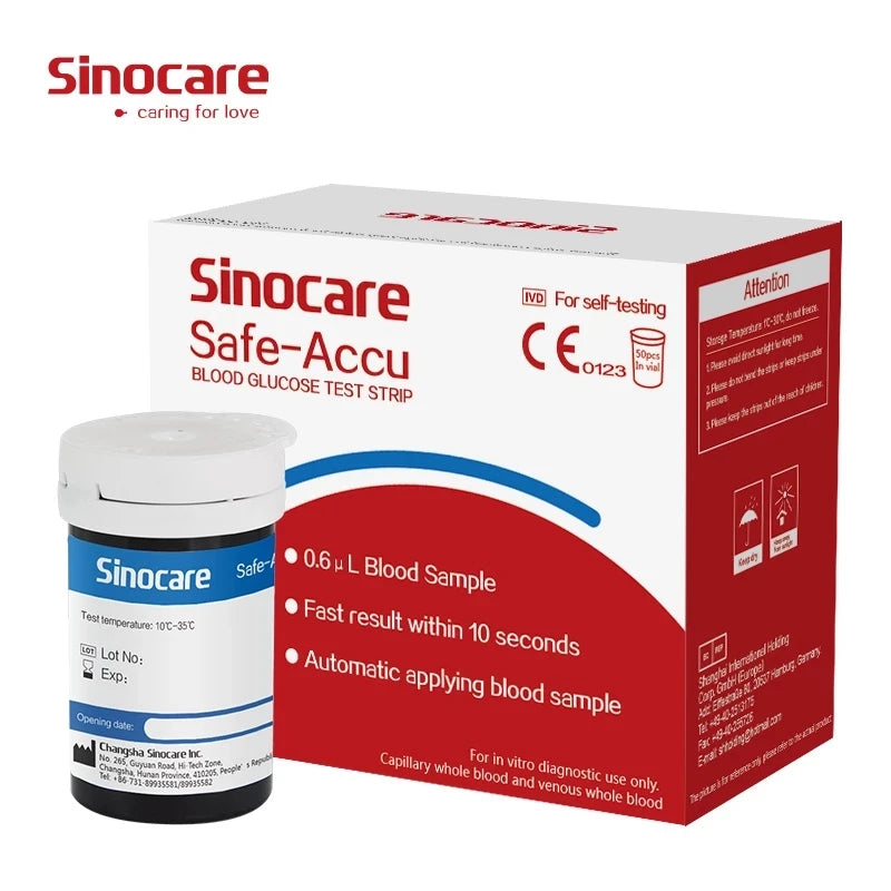 Sinocare Safe-Accu -Test Strips and Lancets (50/100/200/300/400/500 pcs)