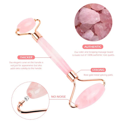 Deciniee-Naturel Rose Quartz Jade Rouleau Gua