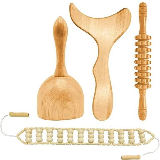 Holztherapie-Massagewerkzeuge, 4 in 1