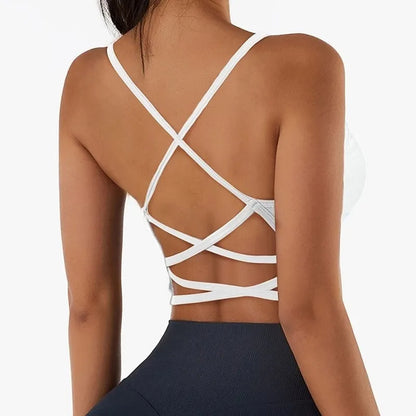 Soutien-gorge Push-Up respirant à bretelles croisées pour femme