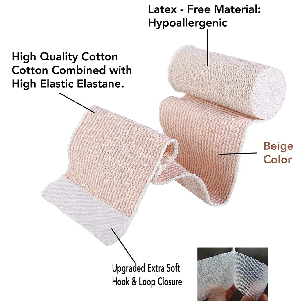 Round elastic bandage with self-closure