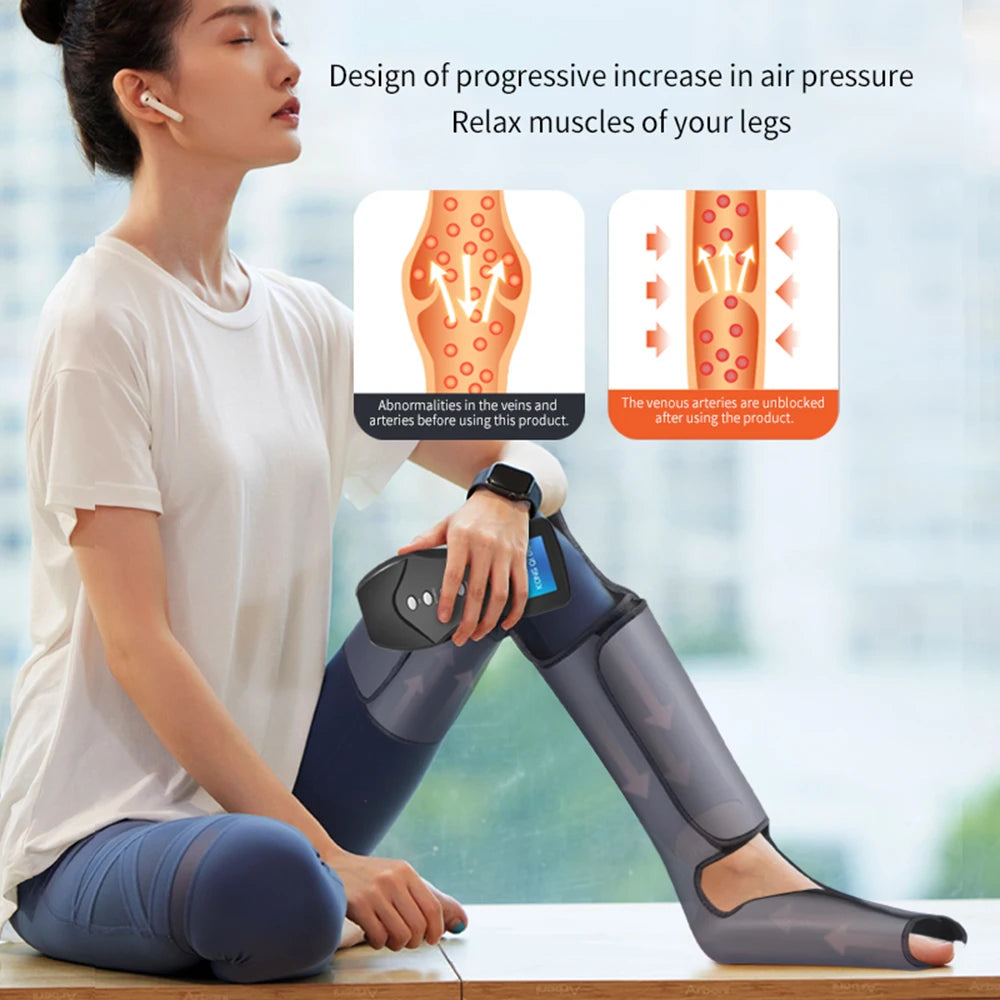 Pressotherapy leg massager with battery