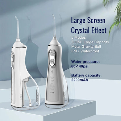 5 Modes Portable Oral Irrigator, 360° Rotating Jet