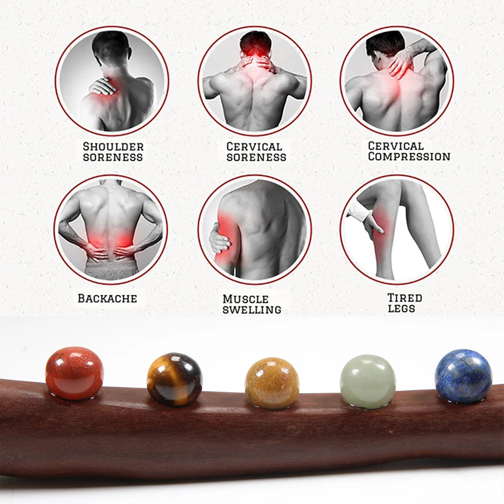 Guasha Massage Stick 10 Diversified Stone Beads 