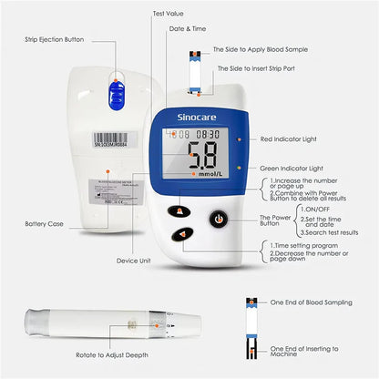 Sinocare Safe Accu2 – Blutzuckertest-Set mit 50 Streifen