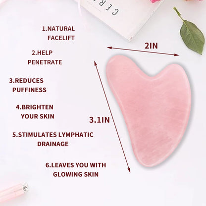 Gua Sha Facial Massage Tool, Rose Quartz