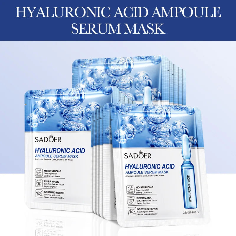 SADOER- Masque facial raffermissant à l'acide hyaluronique, 15 pièces