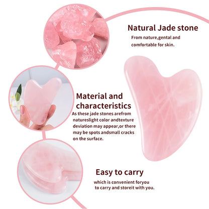 Gua Sha Facial Massage Tool, Rose Quartz