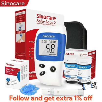 Sinocare Safe Accu2 – Blutzuckertest-Set mit 50 Streifen