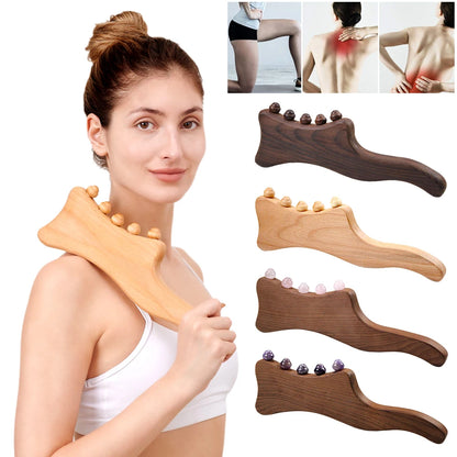 Portable wooden massage stick 