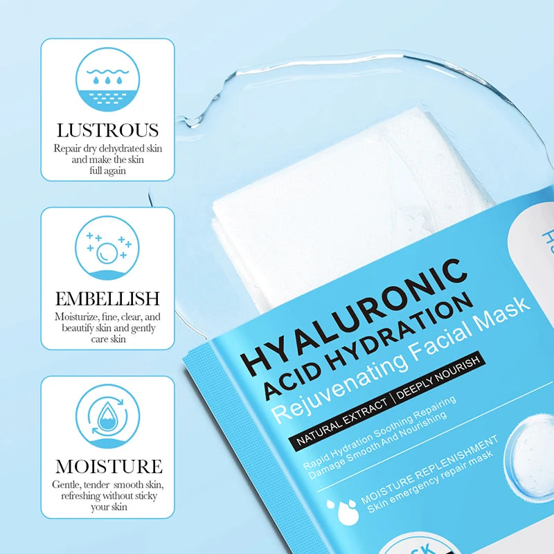 BIOAQUA- Masque facial à l'acide hyaluronique,10 pièces