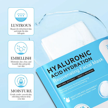 BIOAQUA- Masque facial à l'acide hyaluronique,10 pièces