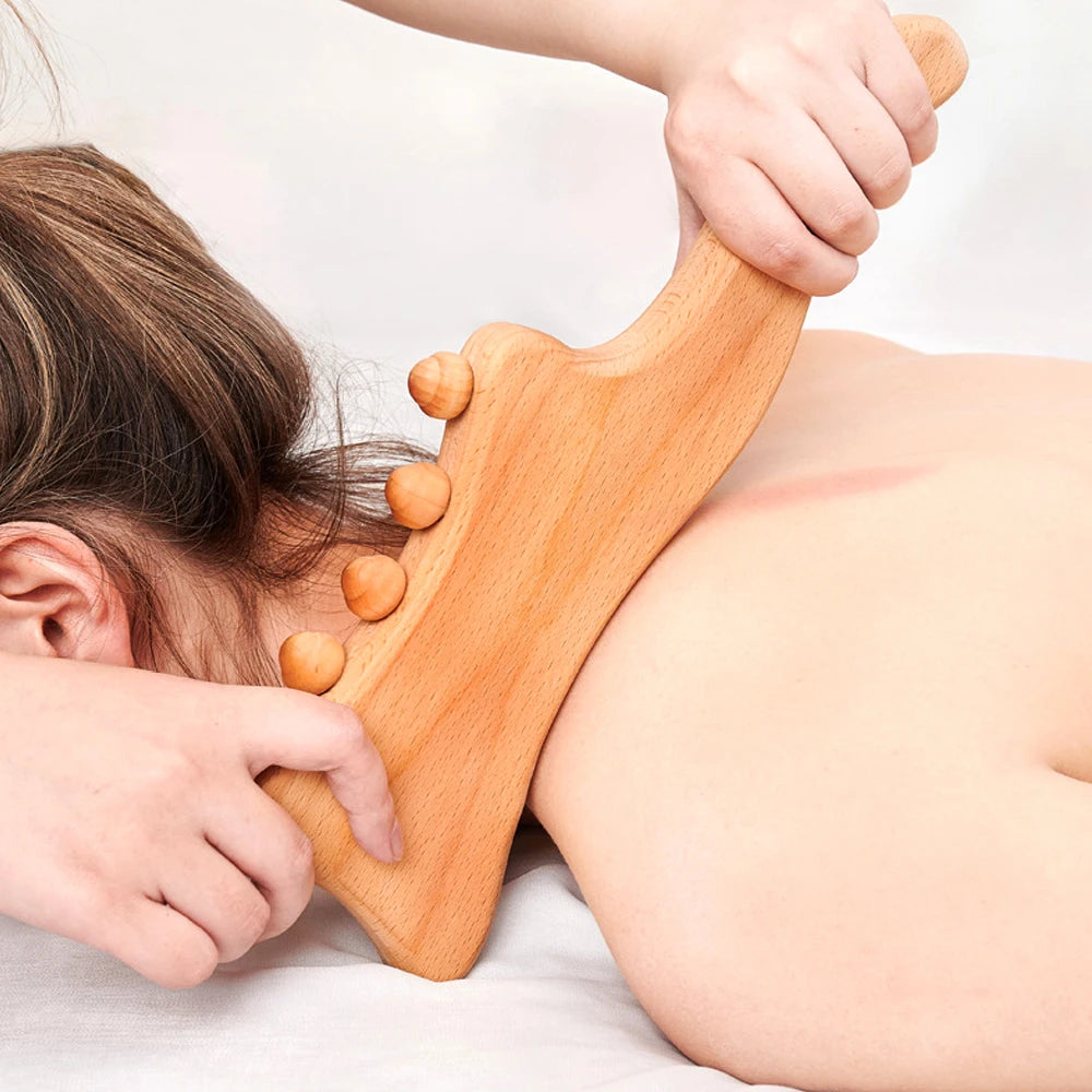 Portable wooden massage stick 