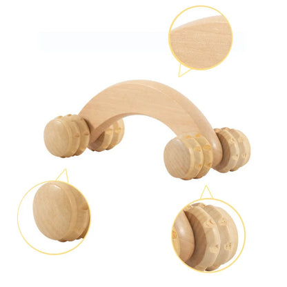 Round wooden roller with 4 wheels 