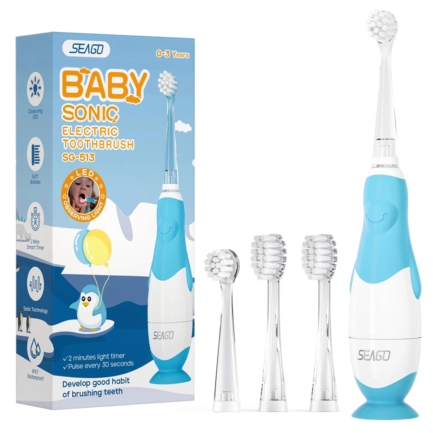 Seago-Brosse à dents électrique sonique pour enfants, SG-513