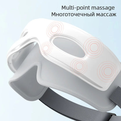 Heated eye mask with musical airbag