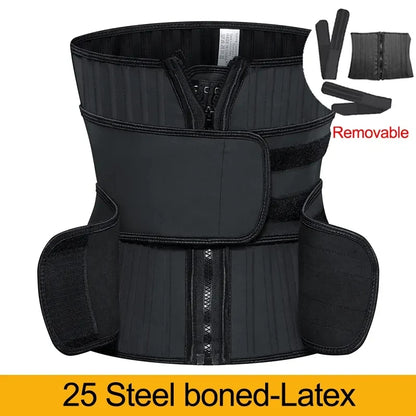 Latex support belt with 25 steel bones